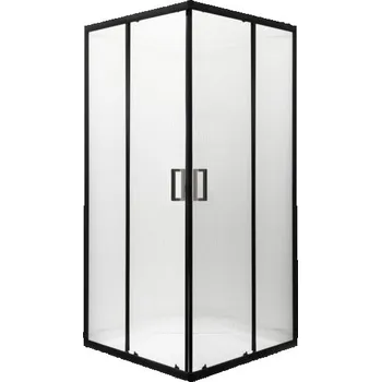 Novoterm Čtvercový sprchový kout NV-Soho 80x80 černá/ornamentní sklo + vanička