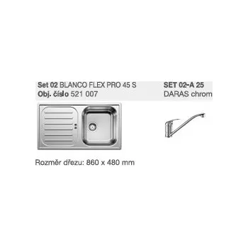 Vodovodní baterie Blanco SET 02-A 25 Blanco FLEX Pro 45 S Nerez přírodní lesk + Daras chrom