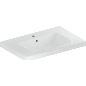 Umyvadlo Geberit iCon Light umyvadlo s odkládací plochou, 75x48 cm, s otvorem pro baterii, s přepadem, KeraTect, bílá (501.839.00.2)