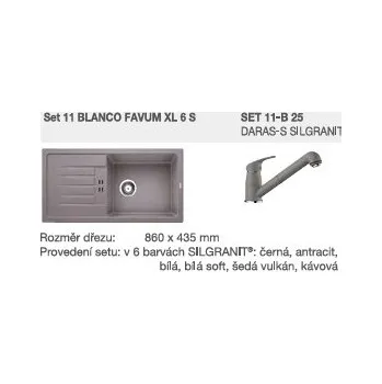 Granitový dřez Blanco SET 11-B 25 FAVUM XL 6 S šedá vulkán + DARAS-S šedá vulkán + 5 % sleva v košíku s kódem SLEVA5