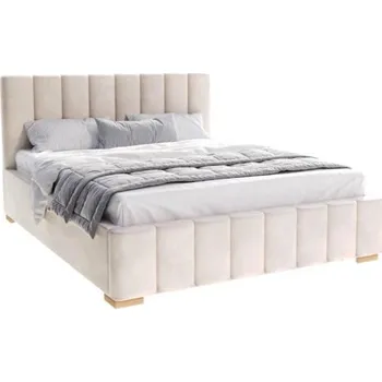 Postel Čalouněná postel AUSTIN 140x200 cm Krémová Trinity s úložným prostorem kovový rošt