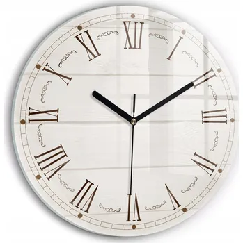 Hodiny Tiché skleněné nástěnné hodiny Římské číslice černé ručičky kulatý průměr 30 cm