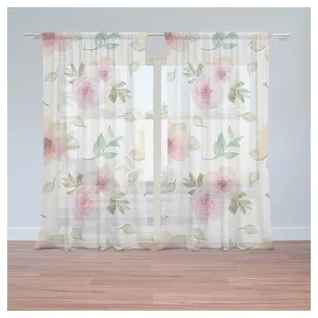 Záclona Záclony Růžové květy: 2ks 150x250cm (cs, Sablio)