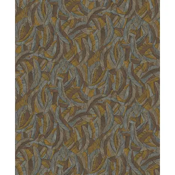 Tapeta Masureel Vliesová tapeta na zeď, hnědá, listy, peříčka, ROM202, Romance, Masureel, velikost 10,05 x 0,53 m