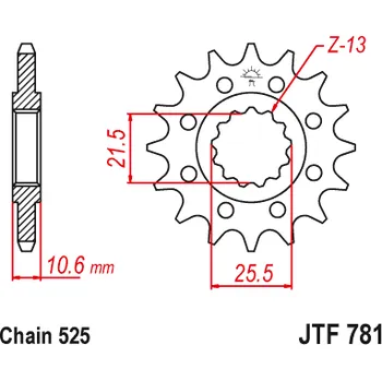 Řetězová sada pro motocykl Řetězové kolečko JT JTF 781-14 14 zubů, 525 BENELLI Leoncino 502 2017-2020