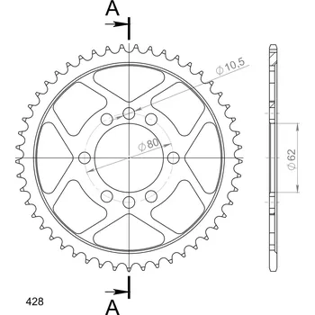 Řetězová sada pro motocykl Řetězová rozeta SUPERSPROX RFE-843:49-BLK černý 49 zubů, 428 YAMAHA SR 125 1987-1994