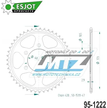 Řetězová sada pro motocykl Rozeta ocelová (převodník) 1222-47zubů ESJOT 50-15111-47 - Honda CBR125R / 18-21 + CBR125 95-1222-47-ES