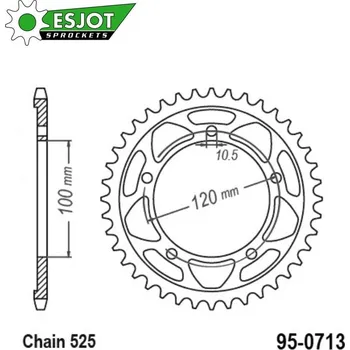 Řetězová sada pro motocykl Rozeta ocelová (převodník) 0713-40zubů ESJOT 50-29059-40 - Aprilia RSV4 1000 Factory / 09-17 + RSV4 1000R / 11-15 + RSV4 1000RF / 15-20 + RSV4 1000RR / 16-20 + RSV4 1100 Racing Factory / 19-20 + 1000 95-0713-40-ES