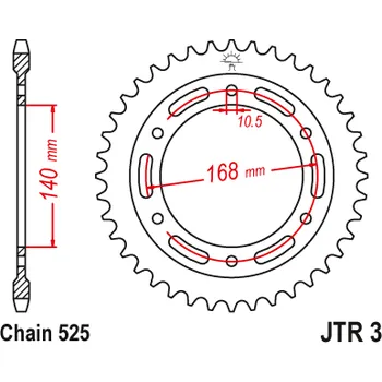 Řetězová sada pro motocykl Řetězová rozeta JT JTR 3-42ZBK 42 zubů, 525 Černý zinek BMW F 700 GS 2013-2018