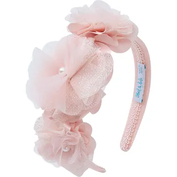 Čelenka ABEL & LULA dívčí čelenka s květy růžová