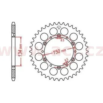 Řetězová sada pro motocykl duralová rozeta pro sekundární řetězy typu 520, Q-TECH (stříbrný elox, 50 zubů) JTR460.50