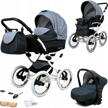 Kočárek Kočárek 3v1 BabyLux MARGARET WHITE - sportovní kočárek, hluboká korba, autosedačka