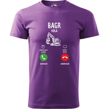 Pánské oblečení DOBRÝ TRIKO Pánské tričko s potiskem Bagr volá Velikost: 2XL, Barva: Fialová