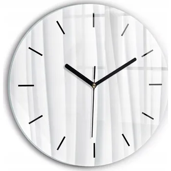 Hodiny Moderní skleněné foto hodiny na zeď tichý mechanismus Vlny textura průměr 30 cm