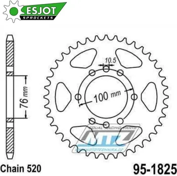 Řetězová sada pro motocykl Rozeta ocelová (převodník) 1825-48zubů ESJOT 50-32021-48 - Suzuki DR750 Big + DR500+SP500 + GF250+GN400+GSX400 + GSXR750+GSXR1100+GSXR250 + LT250+LT300+LT500R Quadzilla + RG125 + VL250 Intruder SUZUKI GSX-R 1100 1989-1992