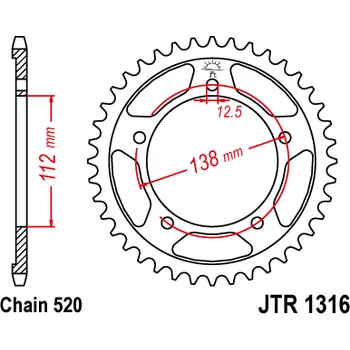 Řetězová sada pro motocykl Řetězová rozeta JT JTR 1316-41 41 zubů, 520 HONDA CB 500 X 2013-2018