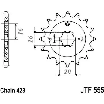 Řetězová sada pro motocykl Řetězové kolečko JT JTF 555-14 14 zubů, 428 JTF555.14