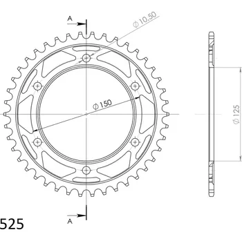 Řetězová sada pro motocykl Řetězová rozeta SUPERSPROX RFE-899:42-BLK černý 42 zubů, 525 KTM Adventure 950 (S) 2003-2006