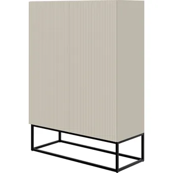 Komoda Komoda dvoudveřová Veldio 90 cm šedobéžová s černými nohami