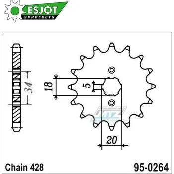 Řetězová sada pro motocykl Kolečko řetězové (pastorek) 0264-17zubů ESJOT 50-15014-17 - Honda C90Z + CE90 + CBZ125 + EZ90 Cub + CB175K + XLR250R3 + XLR250 Baja + XLR250R + Kymco 125 Pulsar + 125 STR + Gilera 125 Cougar + Yamaha HONDA xlr-250-baja 1988-1994
