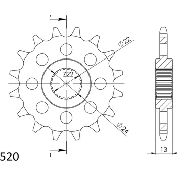 Řetězová sada pro motocykl Řetězové kolečko SUPERSPROX CST-1126:16 16 zubů, 520 APRILIA Moto 650 1995-2000