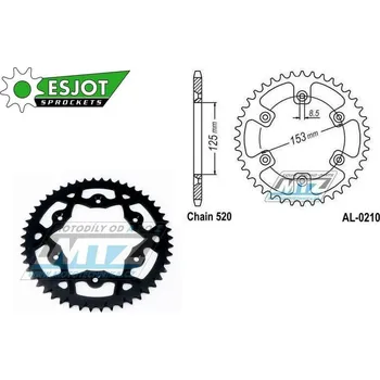 Řetězová sada pro motocykl Rozeta řetězová (převodník) Dural 0210-50zubů ESJOT 53-32045-50B - barva černá - Honda CR125+CR250+CR500 + CRF250R+CRF250X+CRF450R+CRF450X+CRF450RX+CRF450L + CRM250+CRF150F + CRF230F / 03-21 + XR250S+ AL-0210-50-XB