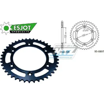 Řetězová sada pro motocykl Rozeta ocelová (převodník) 0897-52zubů ESJOT 50-32065-52 (černá) - KTM SX+SXF+EXC+EXCF + SMR+SMC+EGS+MXC+SXC + LC4+Adventure+Duke+Enduro+Rallye + Husaberg TE+FE+FC+FS + Husqvarna TC+TE+FC+FE+TX+FX + E 95-0897-52-ES