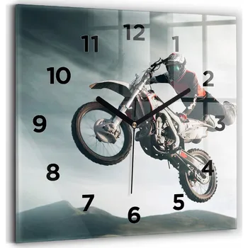 Hodiny Skleněné hodiny s tichým mechanismem Loft Nástěnné Motorový styl Adrenalin 30x30