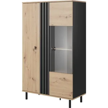 Knihovna Eoshop Vitrína nízká DISMA (prosklená) Dub Artisan / Antracit