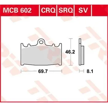 Brzdová destička BRZDOVÉ DESTIČKY TRW MCB602CRQ MCB602CRQ