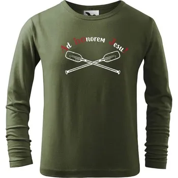 Dětská móda DOBRÝ TRIKO Dětské triko s potiskem AHOJ Velikost: 146/10 let, Barva: Khaki