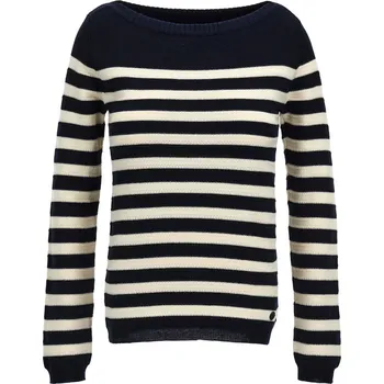Dámský svetr SVETR WOOLRICH PURE COTTON CREWNECK MELTON BLUE MEDIUM STRIPE