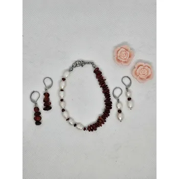 Souprava šperků Souprava z minerálů Perly a Granát