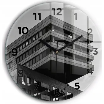 Hodiny Moderní skleněné nástěnné hodiny Architektura v Amsterdamu průměr 60 cm