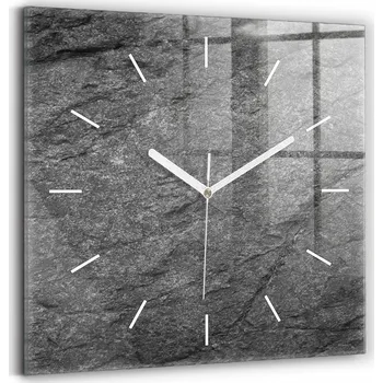 Hodiny Minimalistické čtvercové skleněné nástěnné hodiny Vulkánská skála 30x30 cm