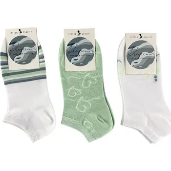 Dámské ponožky Nízké ponožky 3 páry v balení 36122 bílá/zelená mix - 35-38 | P695127