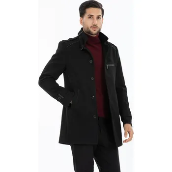 Pánské oblečení MASSARO kabát pánský 40421-01 stojatý límec, jednořadý L černá