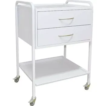 Servírovací stolek OV - 52 vozík 2-zásuvkový, mobilní, bílý/bílý