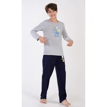 Chlapecké pyžamo Dětské pyžamo dlouhé Dinosaurus - šedá - 5 - 6