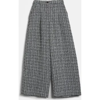 Dámské kalhoty KALHOTY KARL LAGERFELD BOUCLE PANTS BLACK/WHITE/SILVER