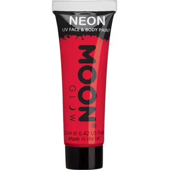 Karnevalový doplněk Smiffys.com Líčidlo na obličej a tělo- Moon Glow Intense Neon UV - červená 12 ml