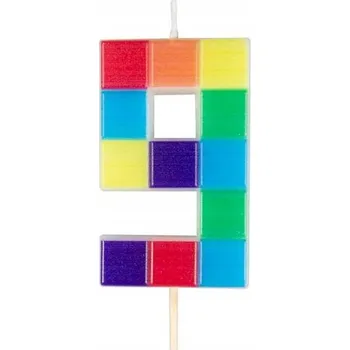 Dortová svíčka Svíčka na narozeninový Na dort ČÍSLICE 9 Narozeninové svíčky NICE Arpex Blocks