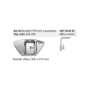 Blanco SET 06-B 25 Tipo 9 E přírodní lesk s excentrem + Mila chrom