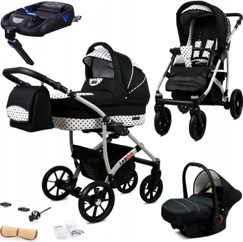 Kočárek Dětský kočárek 4v1 BabyLux Largo: sportovní kočárek, hluboká korba, autosedačka, základna ISOFIX