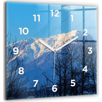 Hodiny Velké Skleněné Hodiny s s potiskem na Zeď Tiché Ručičky Výhled na hory 60x60