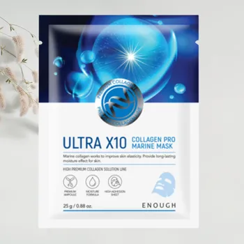 Pleťová maska ENOUGH - Premium Ultra X10 Collagen Pro Marine Mask - Prémiová, kolagenová, plátýnková maska - 25 g
