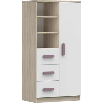 Knihovna Regál 80 3S1D SMYK III - 05, Dub Sonoma/Bílá/Vřes