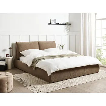 Postel Vodní postel hnědá buklé čalounění 160 x 200 cm lamelový rošt silné čalouněné čelo moderní styl ložnice Beliani