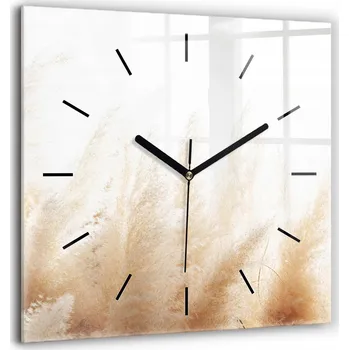 Hodiny Velké Skleněné Hodiny s Obrazem Moderní Nástěnné Pšeničné klasy 60x60 cm