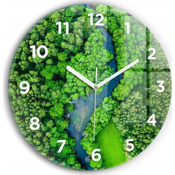 Hodiny Ozdobné nástěnné hodiny s krásnou grafikou Řeka v lese kulatý, průměr 30 cm